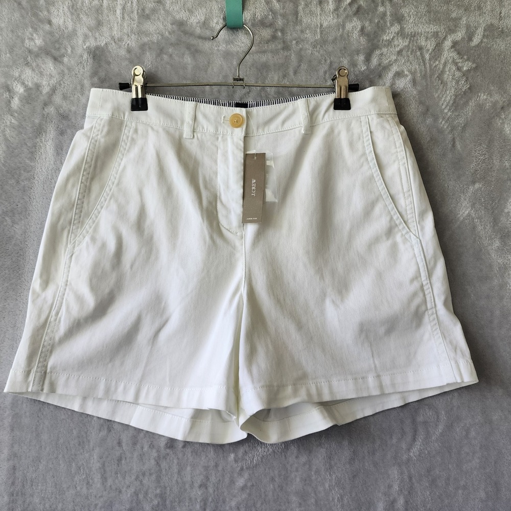 J.Crew Chino Shorts Womens Size 2 Heritage White Crisp Cotton Stretch 4" NWT